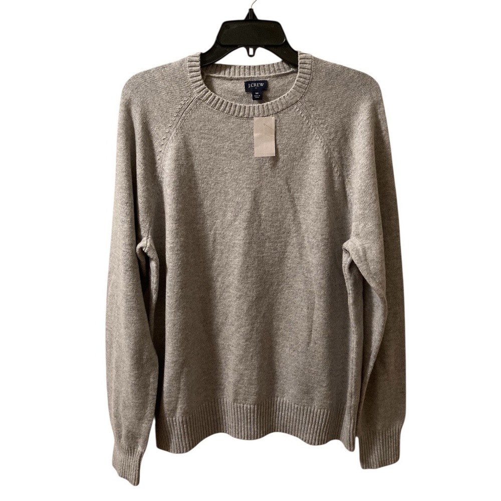 J. Crew Sweater Mens Crewneck Lambs Wool Blend size M NWT Gray Preppy